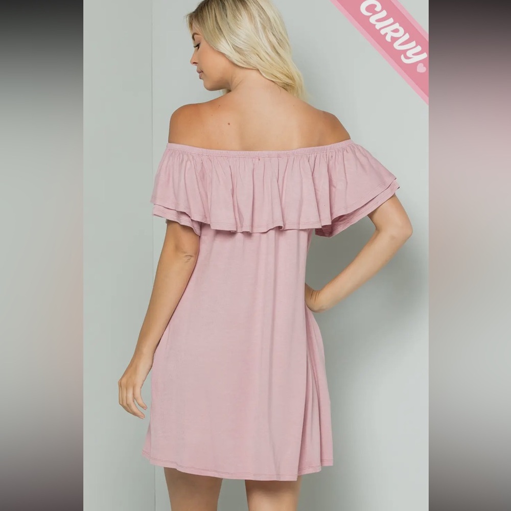 NWT Pink Off-Shoulder Dress Plus Size - Picture 2 of 3